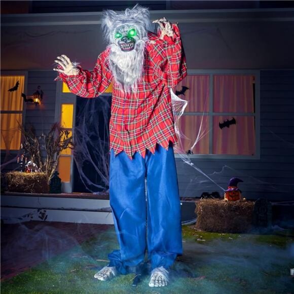 Standing Werewolf Animatronics Clearance Life Size Animated Ghost with LED Eyes - Picture 1 of 7